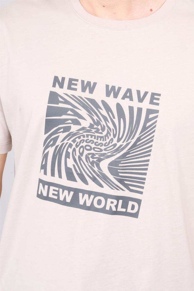 Çetinkaya Mentality 3698 Bisiklet Yaka Penye Regular Baskılı T-shirt Vizon