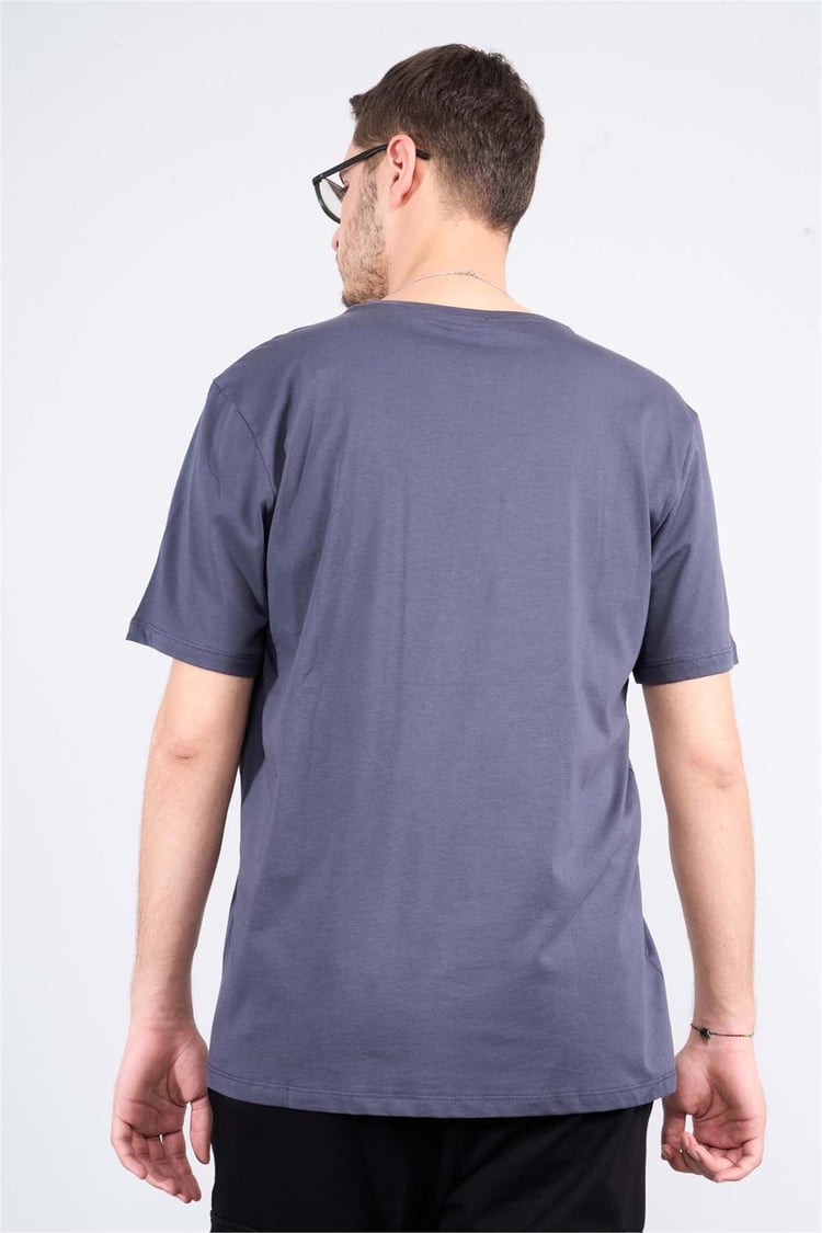 Çetinkaya Mentality 3721 Bisiklet Yaka Penye Regular Baskılı Tshirt Koyu Gri
