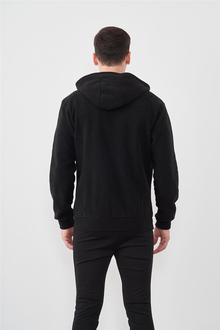 Çetinkaya Mentality 3731 Kapüşonlu Fermuarlı Polar Siyah Sweatshirt