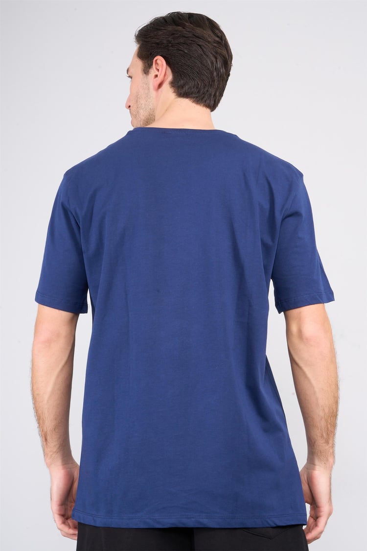 Çetinkaya Mentality 3807 Bisiklet Yaka 30/1 Penye Regular Baskılı T-shirt Lacivert
