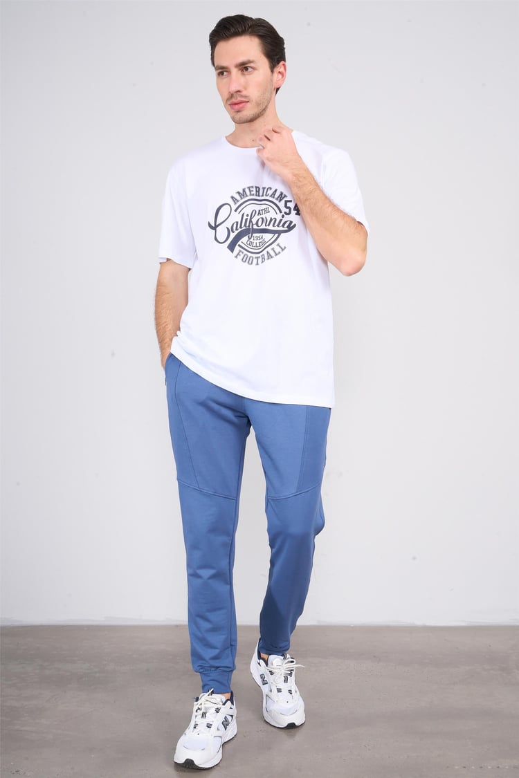 Çetinkaya Mentality 3807 Bisiklet Yaka 30/1 Penye Regular Baskılı T-shirt Beyaz