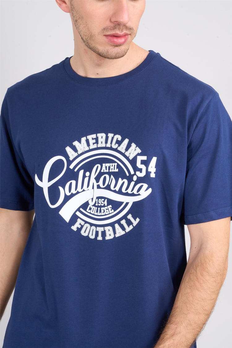 Çetinkaya Mentality 3807 Bisiklet Yaka 30/1 Penye Regular Baskılı T-shirt Lacivert