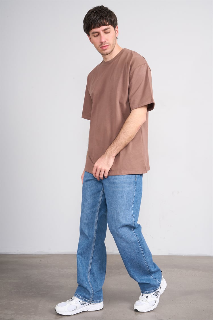Çetinkaya Mentality 3880 Bisiklet Yaka 16/1 Süprem Regular T-shirt Kakao
