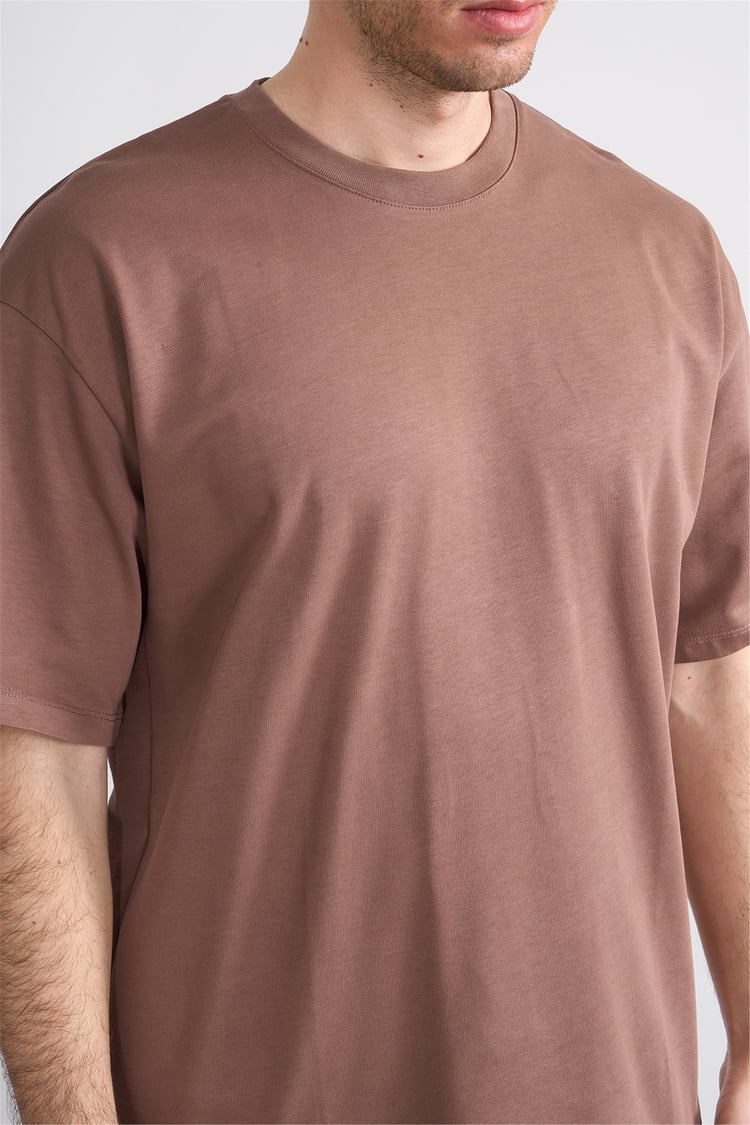 Çetinkaya Mentality 3880 Bisiklet Yaka 16/1 Süprem Regular T-shirt Kakao