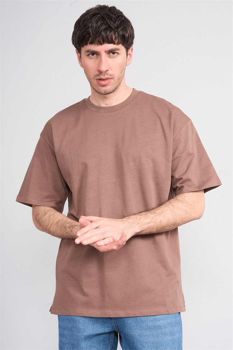 Çetinkaya Mentality 3880 Bisiklet Yaka 16/1 Süprem Regular T-shirt Kakao