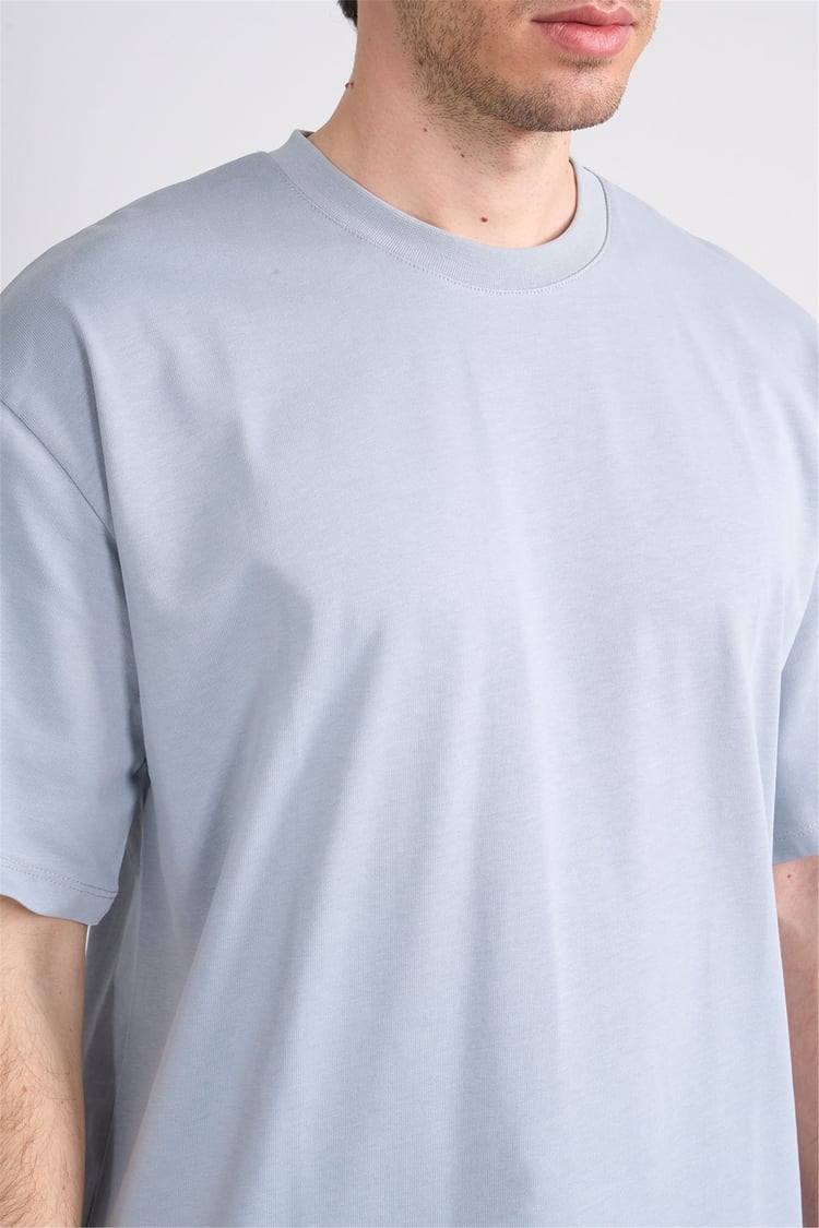 Çetinkaya Mentality 3880 Bisiklet Yaka 16/1 Süprem Regular T-shirt Açık Gri