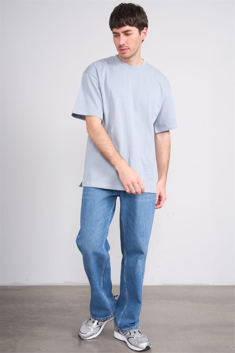 Çetinkaya Mentality 3880 Bisiklet Yaka 16/1 Süprem Regular T-shirt Açık Gri