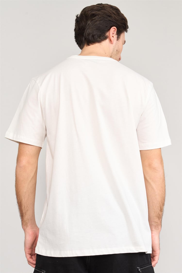Çetinkaya Mentality 3898 Bisiklet Yaka Regular Baskılı T-Shirt Krem