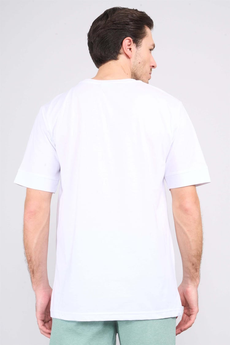 Çetinkaya Mentality 3967 Bisiklet Yaka Penye Regular Baskılı Tshirt Beyaz