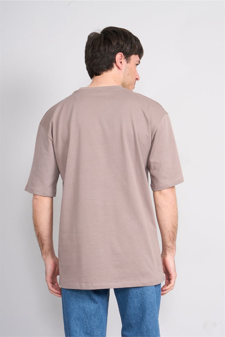 Çetinkaya Mentality 3971 Bisiklet Yaka Regular Cepli T-shirt Vizon