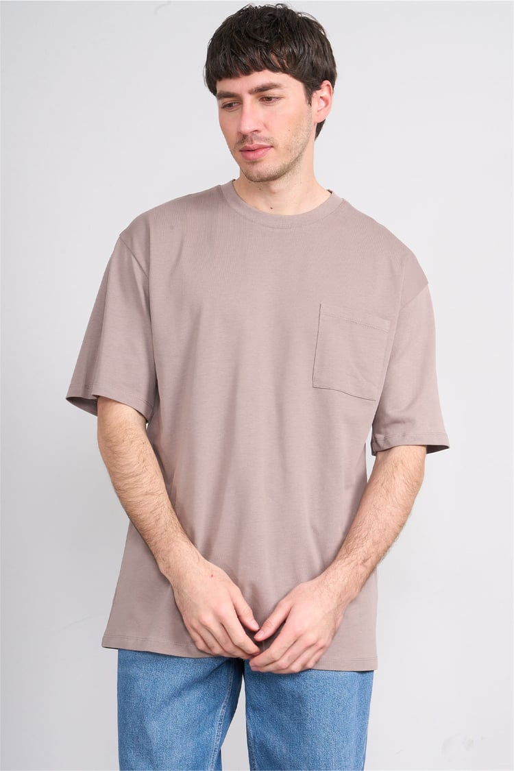 Çetinkaya Mentality 3971 Bisiklet Yaka Regular Cepli T-shirt Vizon