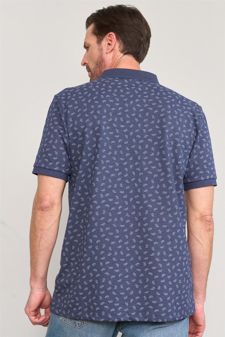 Çetinkaya Mentality 4137 Polo Yaka Rejenere Pike Metraj Baskı Regular T-Shirt İndigo