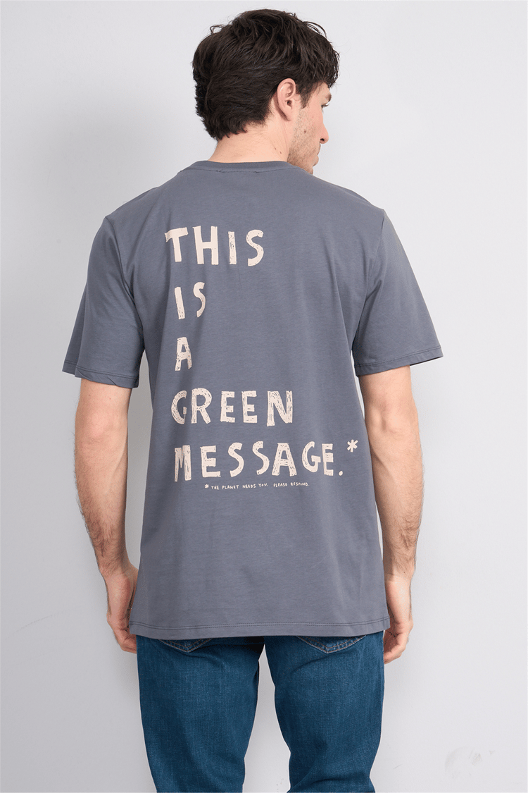 Çetinkaya Mentality 4212 Bisiklet Yaka Regular Baskılı T-shirt Koyu Gri