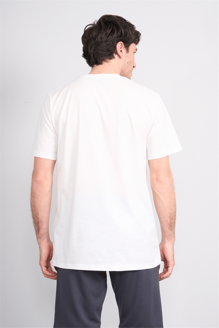 Çetinkaya Mentality 4214 Bisiklet Yaka Regular Baskılı T-shirt Krem
