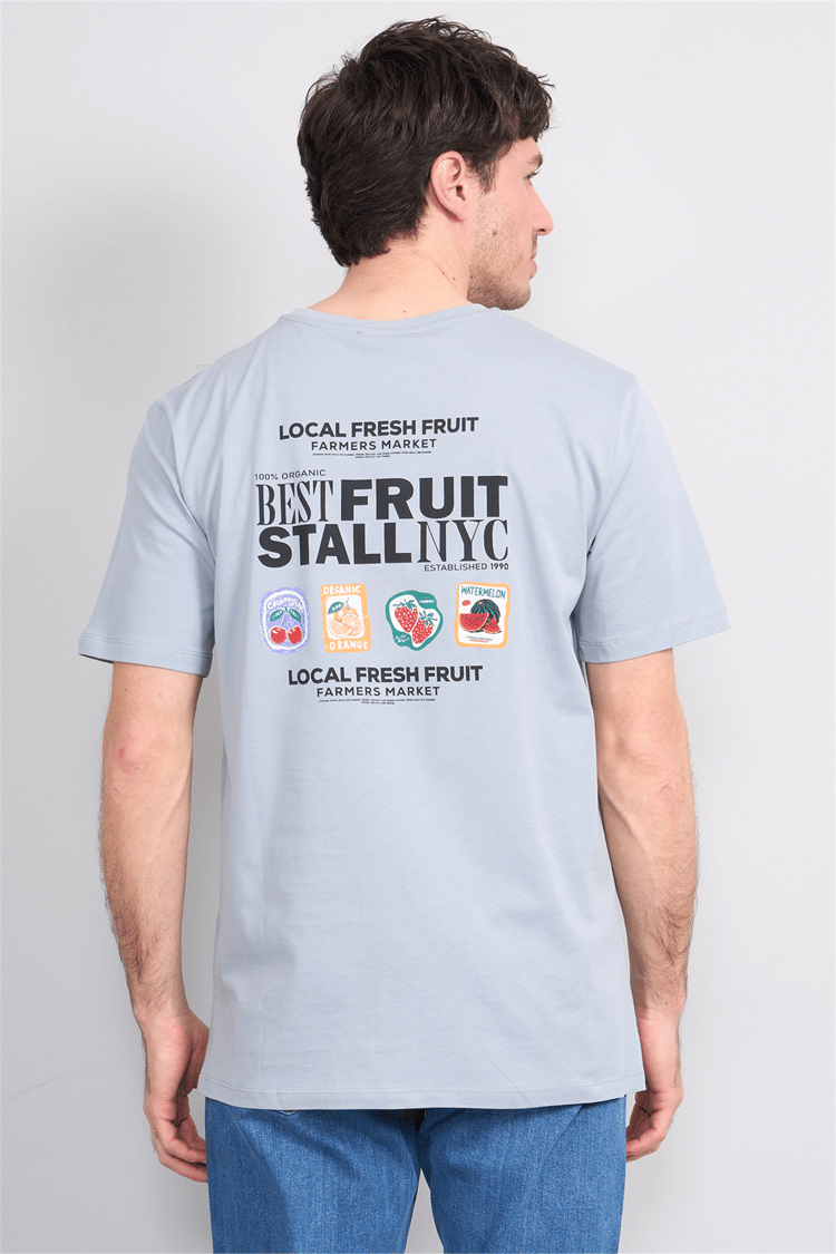 Çetinkaya Mentality 4304 Bisiklet Yaka Regular Baskılı T-shirt Açık Gri