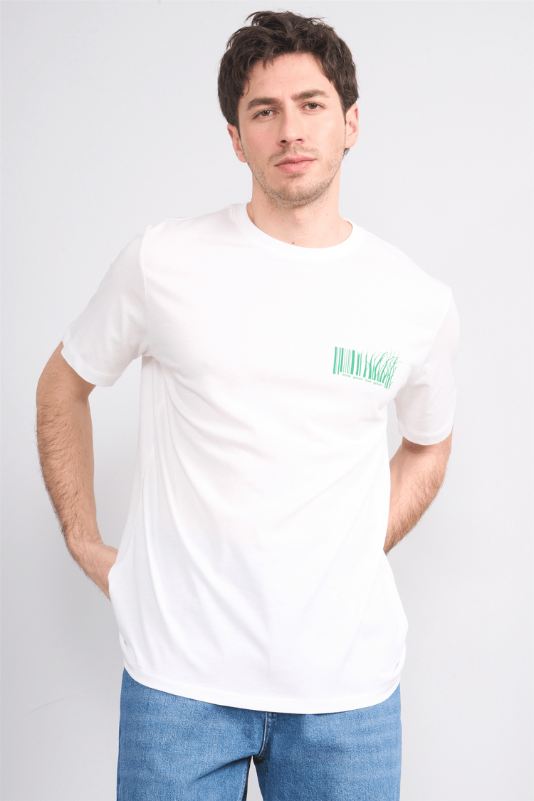 Çetinkaya Mentality 4382 Bisiklet Yaka Regular Baskılı T-shirt Krem