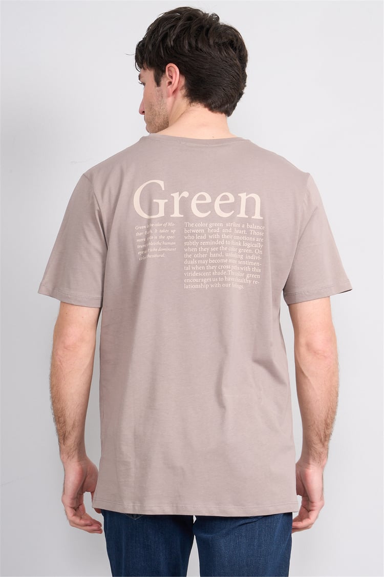 Çetinkaya Mentality 4393 Bisiklet Yaka Regular Baskılı T-shirt  Koyu Vizon