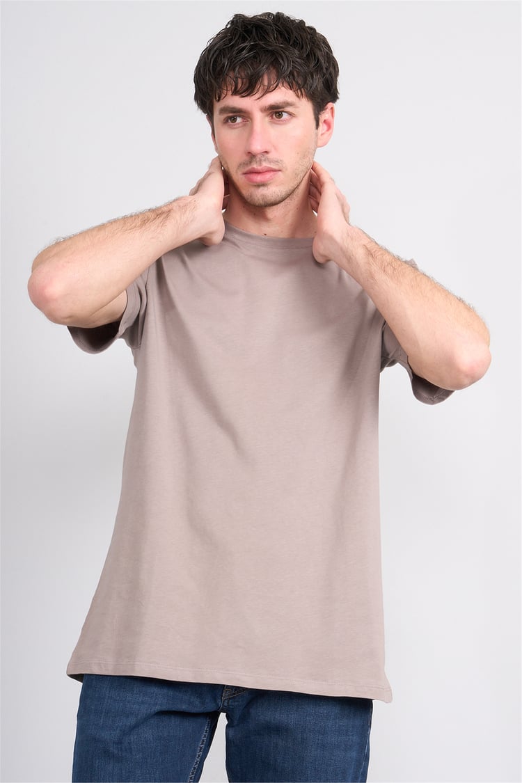 Çetinkaya Mentality 4393 Bisiklet Yaka Regular Baskılı T-shirt  Koyu Vizon