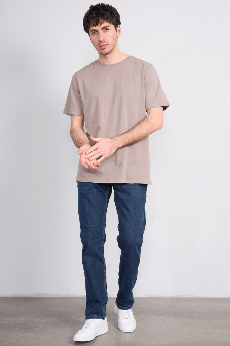 Çetinkaya Mentality 4393 Bisiklet Yaka Regular Baskılı T-shirt  Koyu Vizon