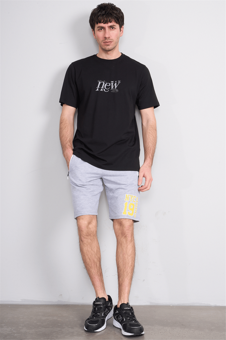 Çetinkaya Mentality 4493 Bisiklet Yaka Regular Baskılı T-shirt Siyah
