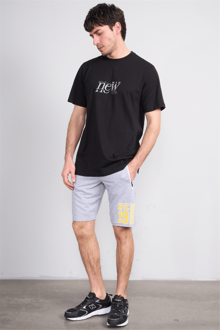 Çetinkaya Mentality 4493 Bisiklet Yaka Regular Baskılı T-shirt Siyah