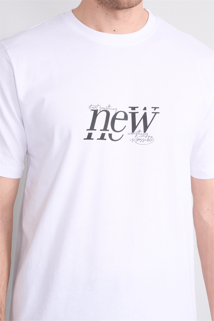 Çetinkaya Mentality 4493 Bisiklet Yaka Regular Baskılı T-shirt Beyaz