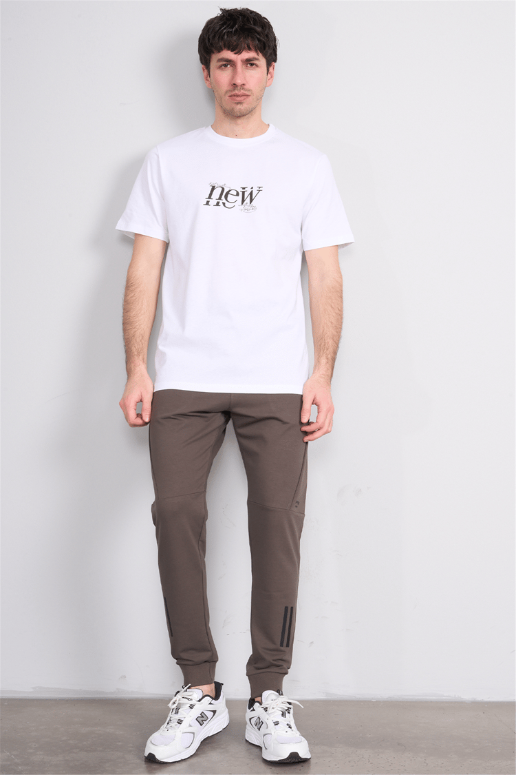 Çetinkaya Mentality 4493 Bisiklet Yaka Regular Baskılı T-shirt Beyaz