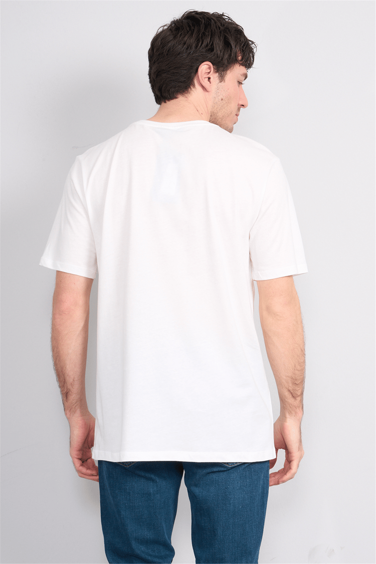 Çetinkaya Mentality 4496 Bisiklet Yaka Regular Baskılı T-shirt Krem