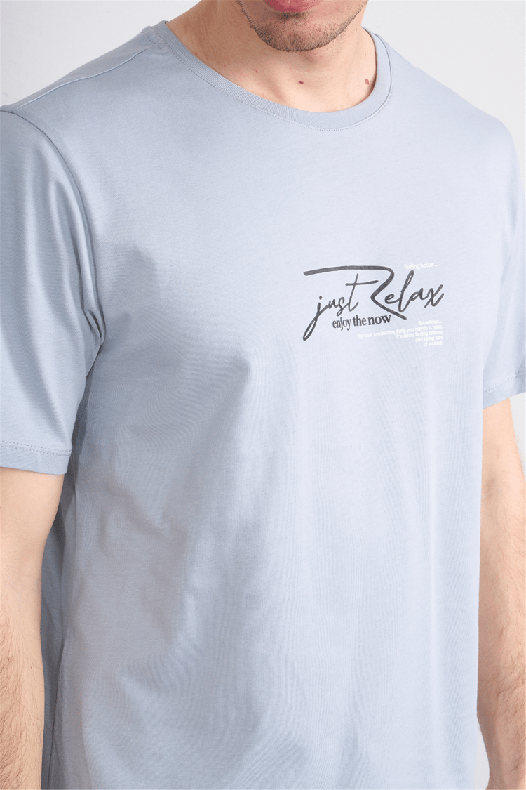 Çetinkaya Mentality 4498 Bisiklet Yaka Regular Baskılı T-shirt Açık Gri