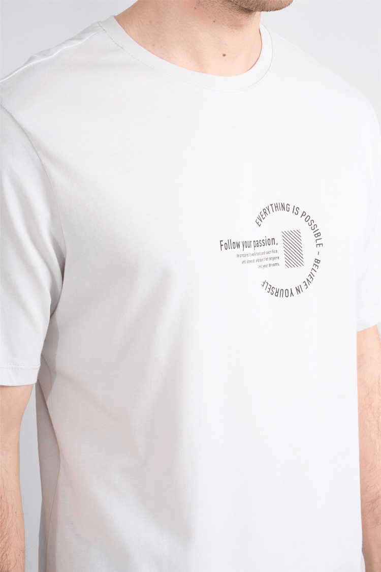 Çetinkaya Mentality 4499 Bisiklet Yaka Regular Baskılı T-shirt Taş