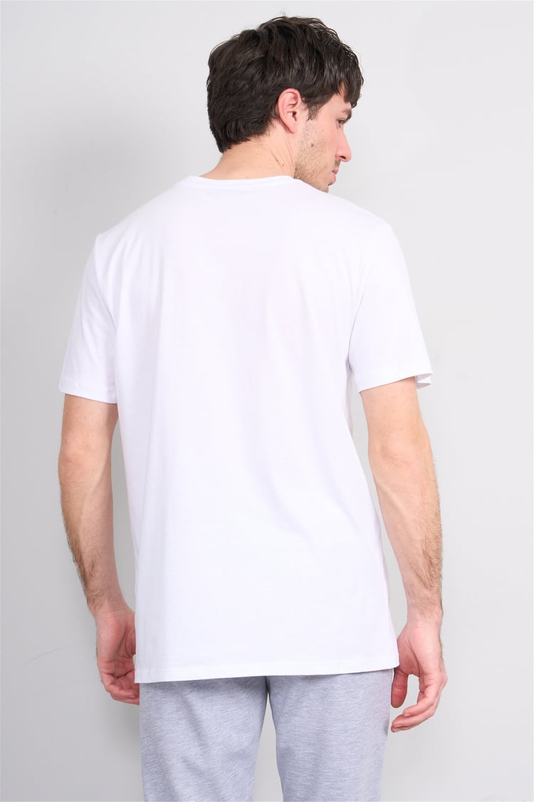 Çetinkaya Mentality 4499 Bisiklet Yaka Regular Baskılı T-shirt Beyaz