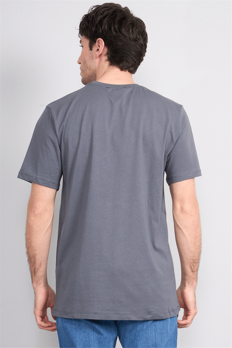 Çetinkaya Mentality 4500 Bisiklet Yaka Regular Baskılı T-shirt Koyu Gri
