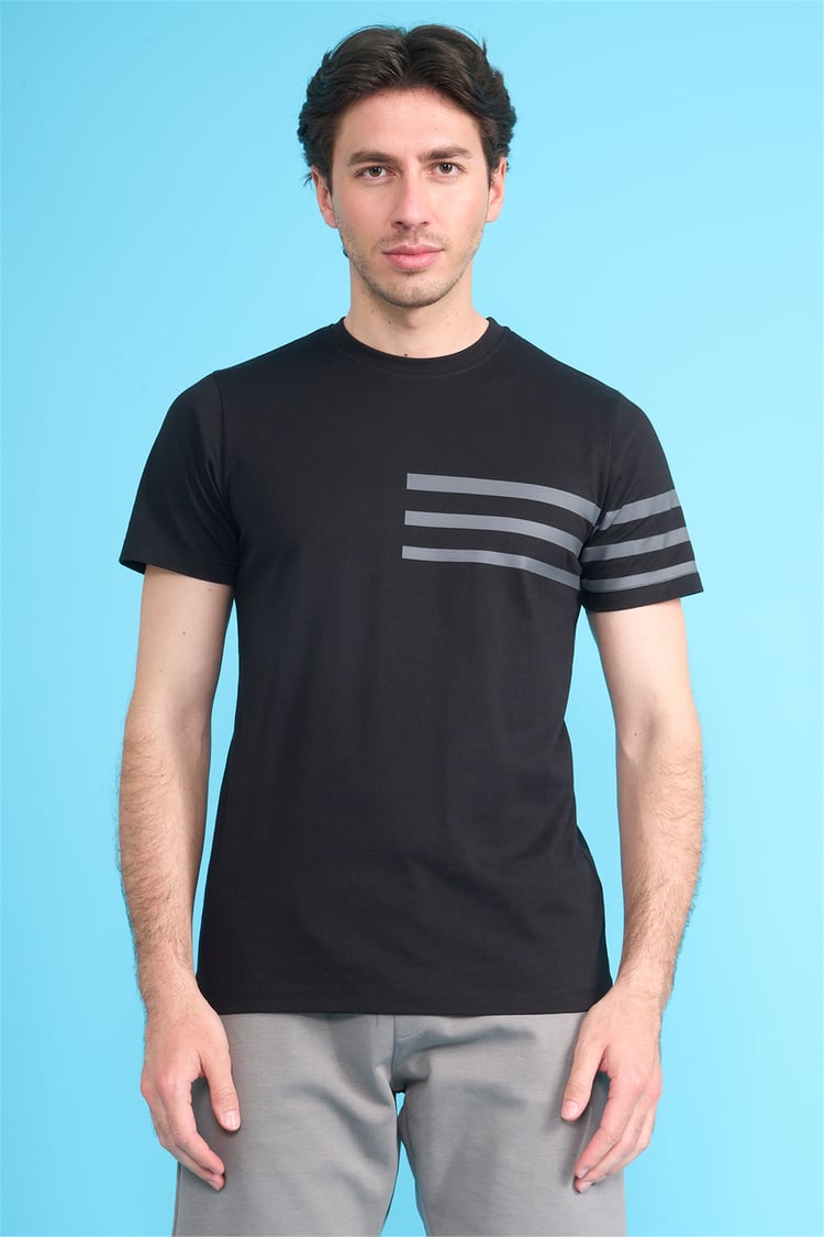 Çetinkaya Mentality 4522 Bisiklet Yaka Regular Modelli T-shirt Siyah