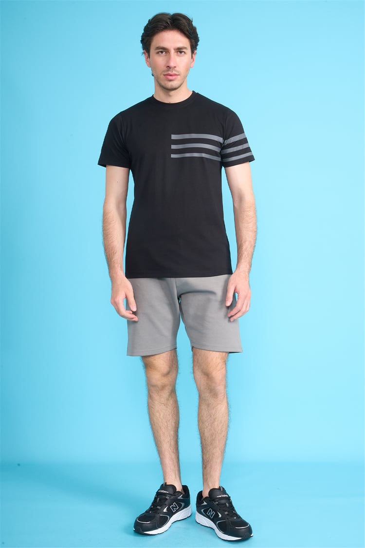 Çetinkaya Mentality 4522 Bisiklet Yaka Regular Modelli T-shirt Siyah