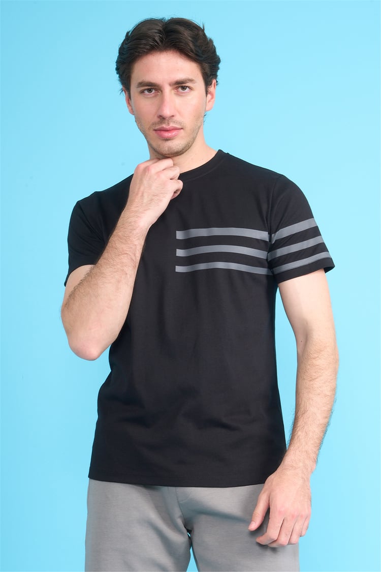 Çetinkaya Mentality 4522 Bisiklet Yaka Regular Modelli T-shirt Siyah
