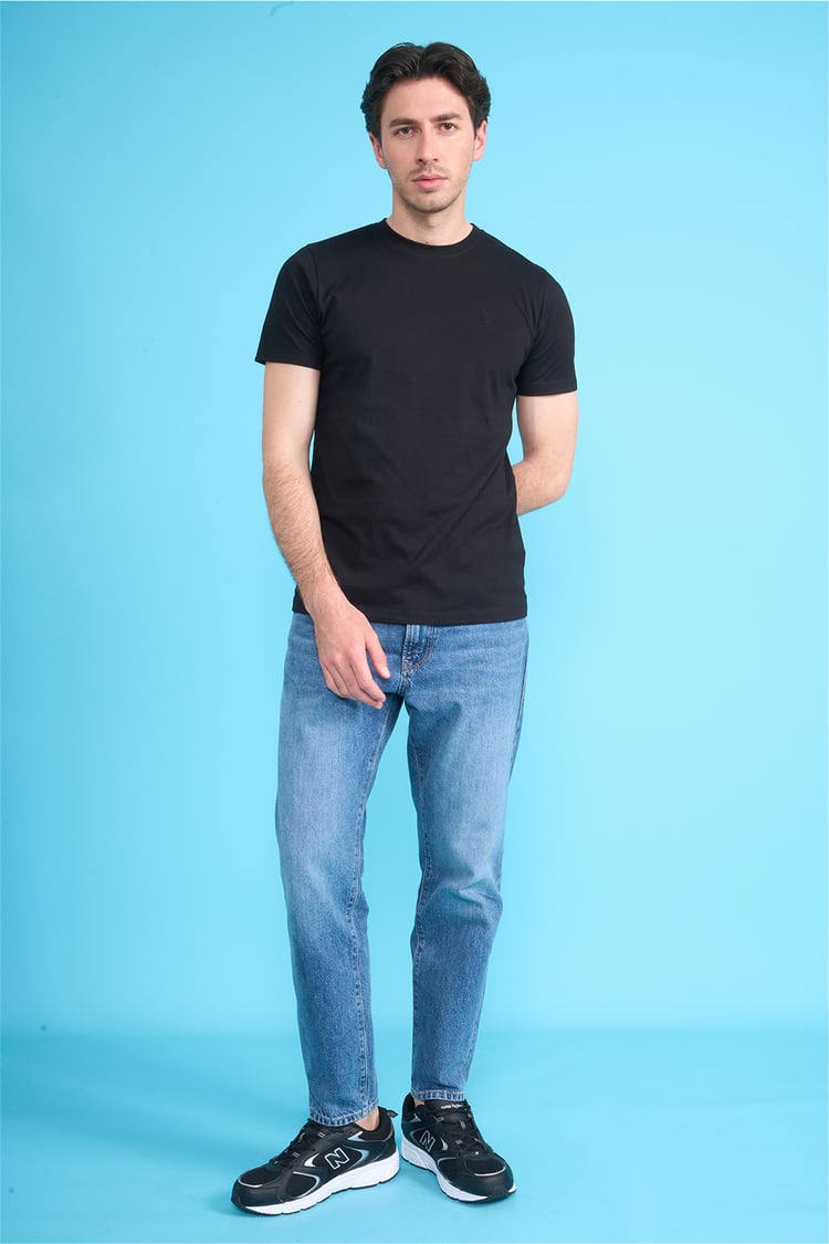 Çetinkaya Mentality 4528 Bisiklet Yaka Regular Modelli T-shirt Siyah