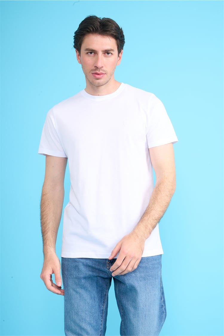 Çetinkaya Mentality 4528 Bisiklet Yaka Regular Modelli T-shirt Beyaz