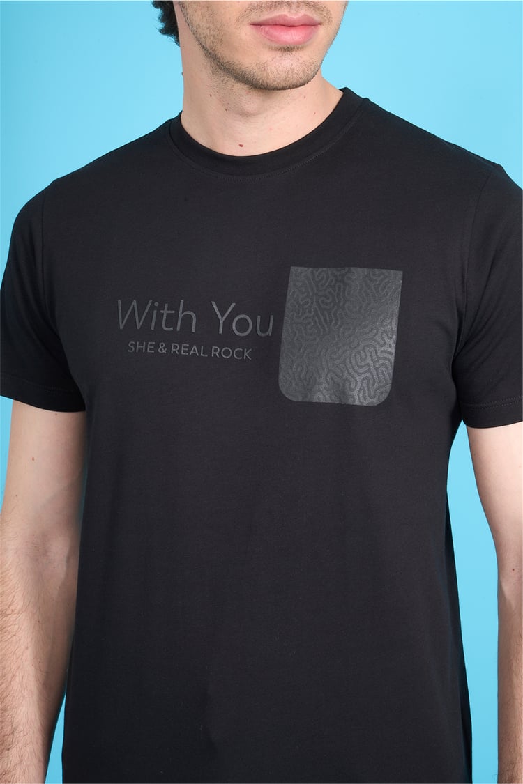 Çetinkaya Mentality 4533 Bisiklet Yaka Regular Modelli T-shirt Siyah