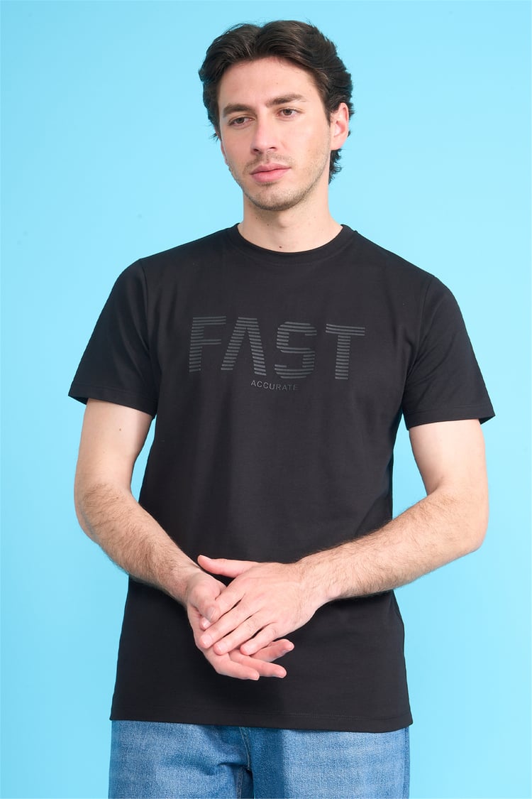 Çetinkaya Mentality 4534 Bisiklet Yaka Regular Modelli T-shirt Siyah