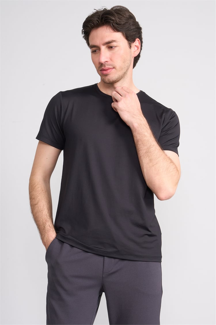 Çetinkaya Mentality 4538 Bisiklet Yaka Regular Basic T-shirt Siyah
