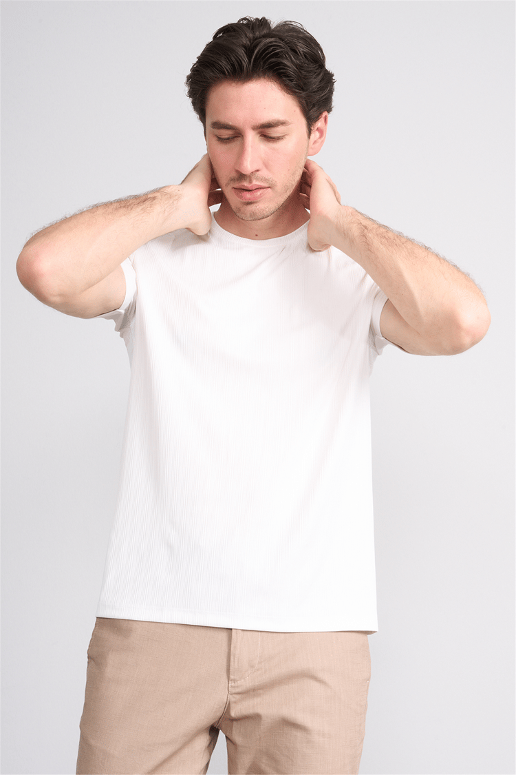 Çetinkaya Mentality 4539 Bisiklet Yaka Regular Modelli T-shirt Beyaz