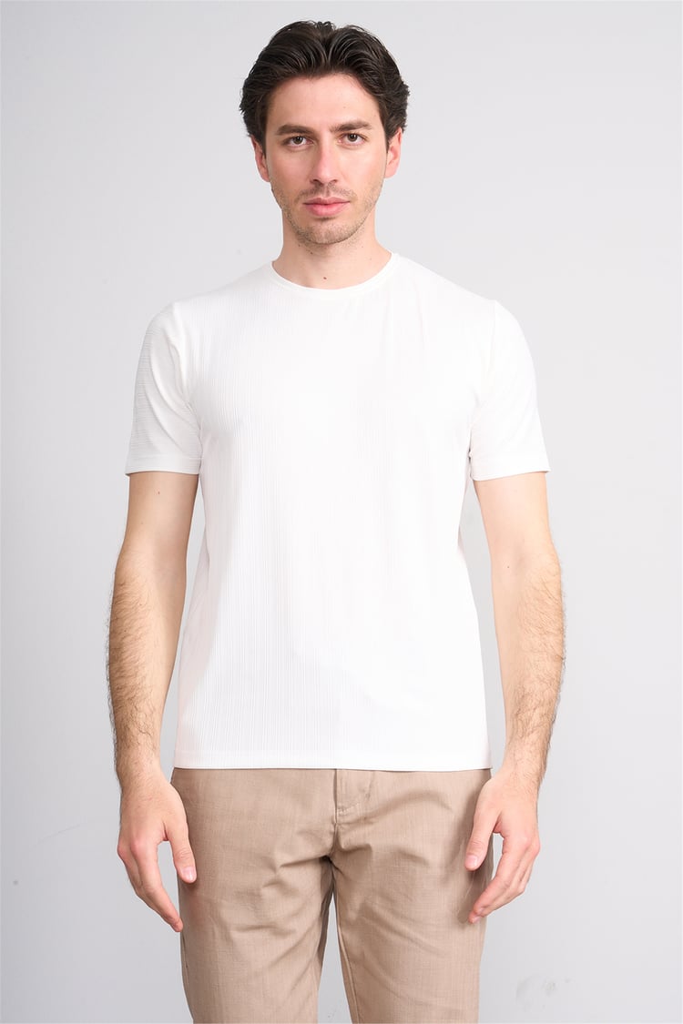 Çetinkaya Mentality 4539 Bisiklet Yaka Regular Modelli T-shirt Beyaz