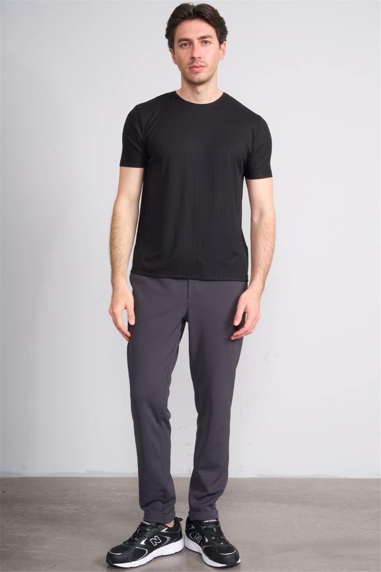 Çetinkaya Mentality 4539 Bisiklet Yaka Regular Modelli T-shirt Siyah