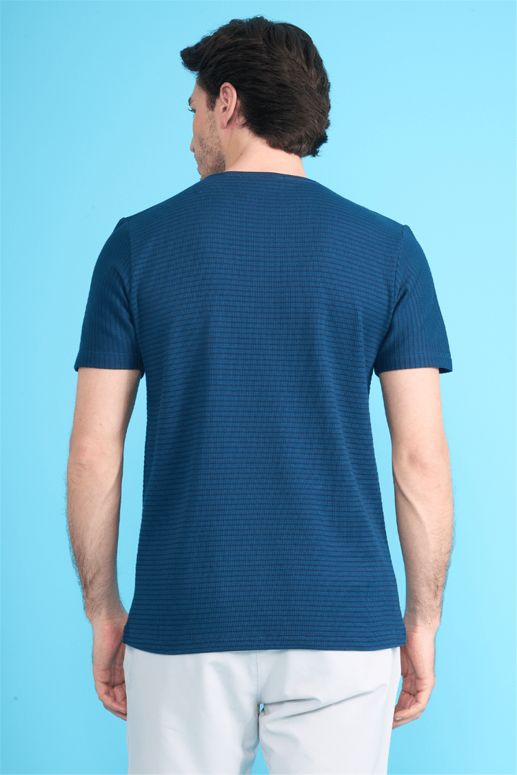 Çetinkaya Mentality 4542 Bisiklet Yaka Regular Modelli T-shirt İndigo