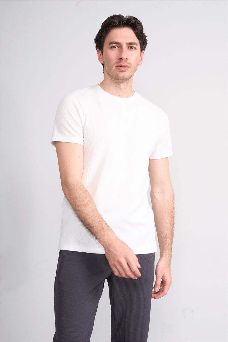 Çetinkaya Mentality 4544 Bisiklet Yaka Regular Modelli T-shirt Beyaz