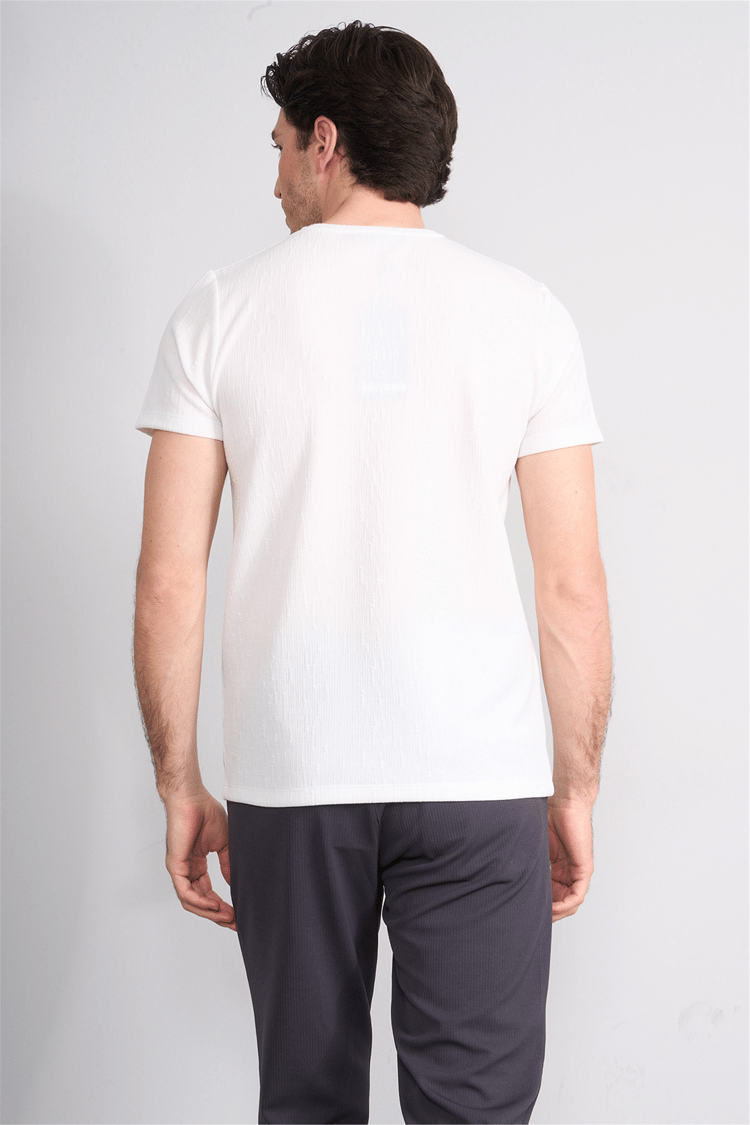 Çetinkaya Mentality 4544 Bisiklet Yaka Regular Modelli T-shirt Beyaz