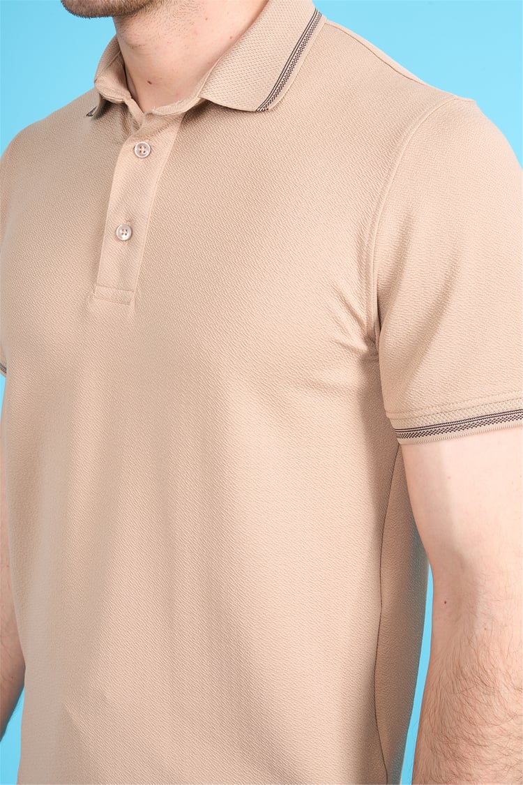 Çetinkaya Mentality 4555 Polo Yaka Regular Modelli T-shirt Bej