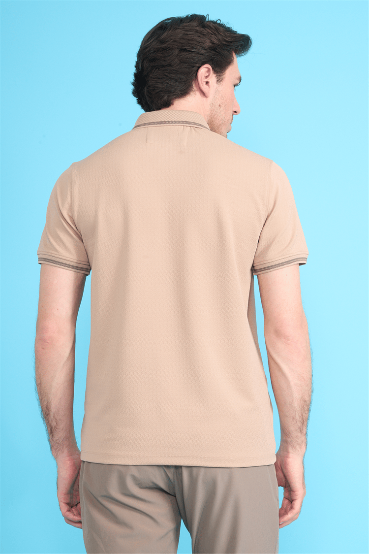 Çetinkaya Mentality 4555 Polo Yaka Regular Modelli T-shirt Bej