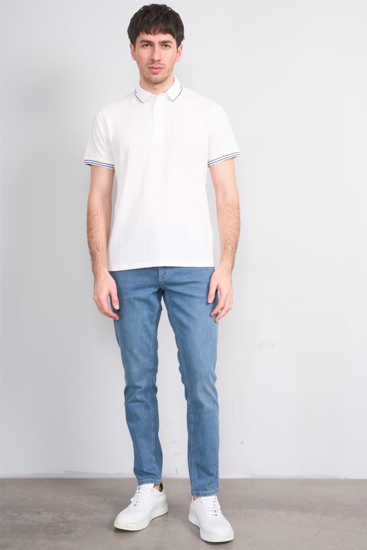 Çetinkaya Mentality 4558 Polo Yaka Regular Modelli T-shirt Beyaz