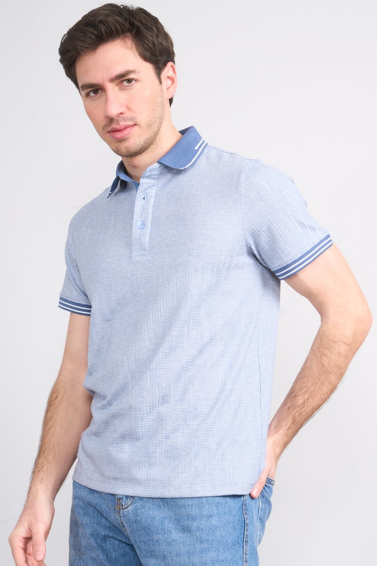 Çetinkaya Mentality 4558 Polo Yaka Regular Modelli T-shirt Mavi